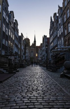 Dusk picture of Florianska street in Gdansk old town clipart