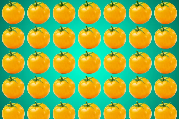 Vegetable pattern of yellow tomatoes on blue background. — 스톡 사진