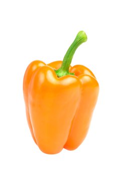 Beyaz arka planda taze turuncu biberler..