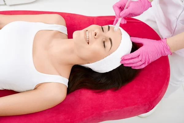 Beauty treatment in professional cosmetic clinic - oxygen lymphatic massage
