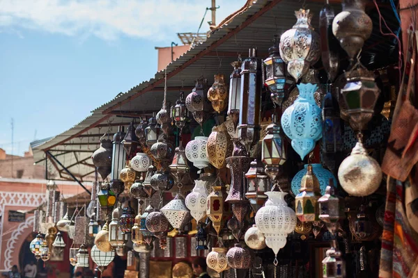 Shaining Moroccan Metal Lamps Shop Medina Marrakech Morocco — Stock Photo, Image