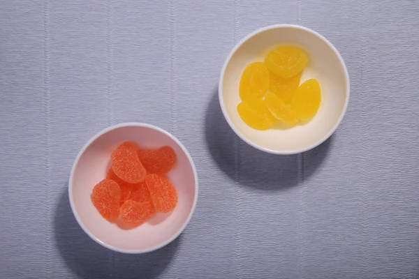 Platos Con Dulces Mermelada Plato Platos Blancos Rebanadas Mermelada — Foto de Stock