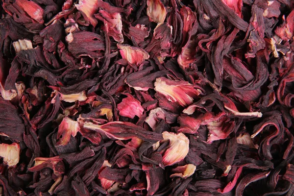 All Ibisco Rosso Fiori Secchi Deliziosa Bevanda Naturale Contesto Alimentare — Foto Stock