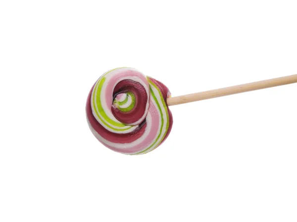 A lollipop. Multi-colored candy on a stick. Closeup, isolated, clipping. — Stock Photo, Image