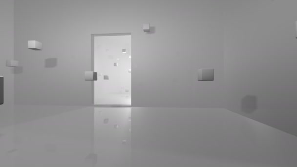 Interior Abstracto Lleno Cubos Movimiento — Vídeo de stock