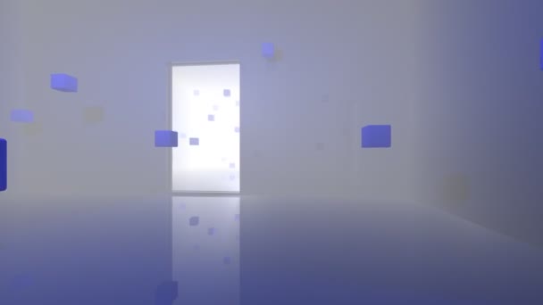Абстрактный Интерьер Наполненный Кубиками Движение — стоковое видео