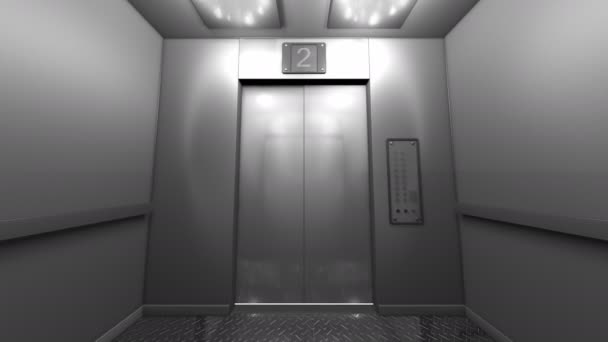 ビジネス センターの近代的なエレベーターの扉を開きます — ストック動画