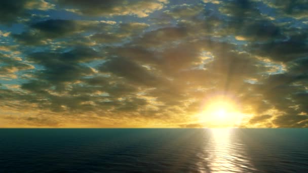 Denizin Üzerinde Gün Batımının Fantastik Render — Stok video