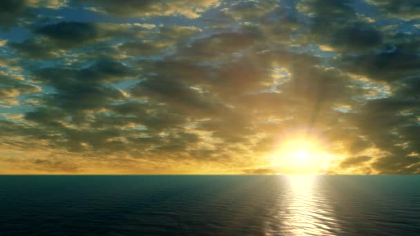 Fantástica Renderização Pôr Sol Mar — Vídeo de Stock