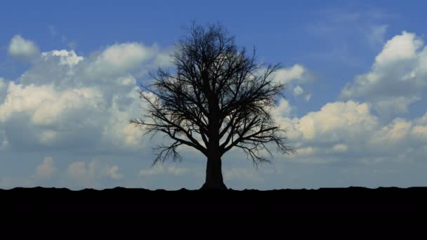 Arbre séché dans le vent et les nuages. Rendu 3d 
