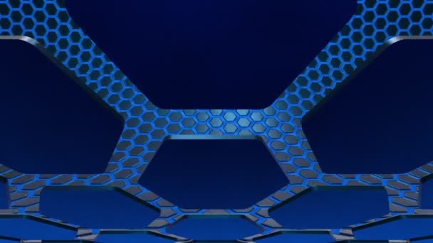 Textura Azul Del Panal Del Hexágono Espacio Fondo Uhd Textura — Vídeos de Stock