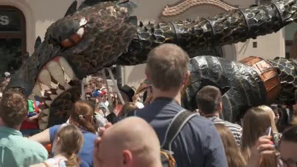 Desfile Festival Los Dragones Cracovia Polonia 2019 Primero Junio 2019 — Vídeos de Stock