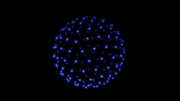 ライトグリッドからの青い球の抽象的な回転 — ストック動画