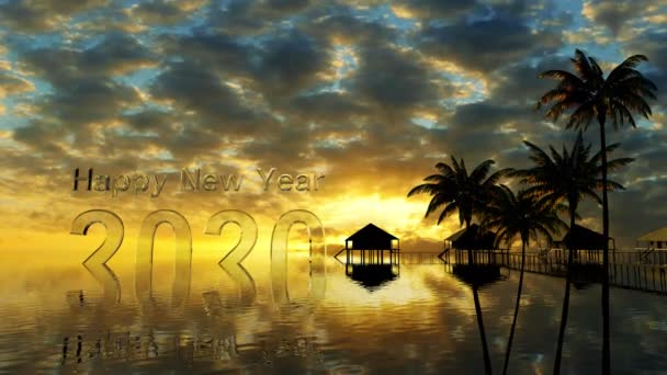 Buon Anno 2020 Alle Maldive Mare Palme Hotel — Video Stock