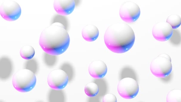 Beweging Springen Witte Kleurrijke Ballen Een Lichte Achtergrond — Stockvideo