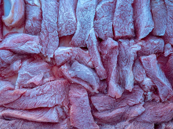 쇠고기 조각들 쟁반에 남겨져 — 스톡 사진