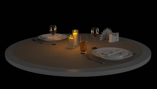 Tehdä Romanttinen Pöytä Ravintolassa Kahdelle Kynttilänvalossa — kuvapankkivalokuva