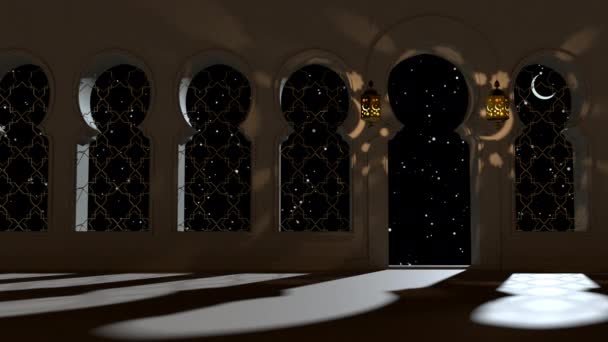 Render Mecset Muszlim Templom Ramadan Kareem Iszlám Szent Hónap — Stock videók