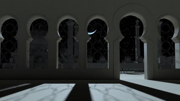 Render Moskén Muselman Tempel Ramadan Kareem Islamisk Helig Månad — Stockvideo