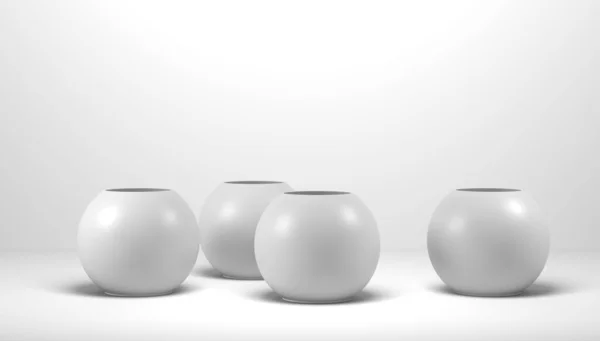 Render White Bowls Vases White Background — Stock Photo, Image