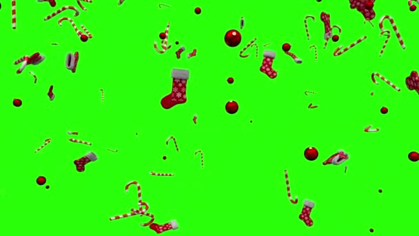 3D渲染掉在绿色背景上的彩蛋 玛丽圣诞和新年快乐背景动画 — 图库视频影像