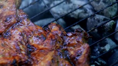 Barbekü portre üzerinde taze et kavurma