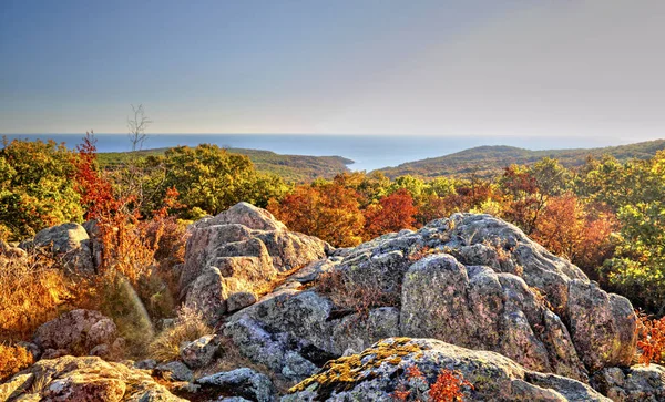 Wunderschöne Landschaft Mit Herbstwald Und Meer — Stockfoto