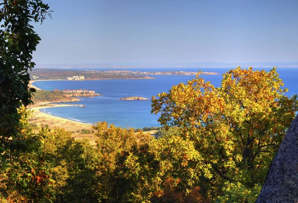 Beautiful landscape with autumn forest and sea