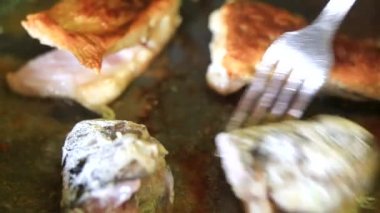 Kızartma balık closeup parçaları