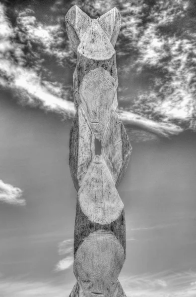 Hermosa Escultura Madera Blanco Negro — Foto de Stock