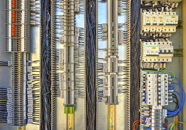 Panel Control Con Terminales Cables Dentro Vista — Foto de Stock