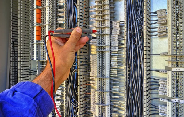 Panel Control Con Terminales Cables Dentro Vista — Foto de Stock