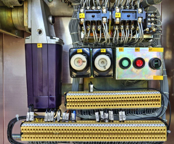 Inside view of control cubicle of high voltage disconnector