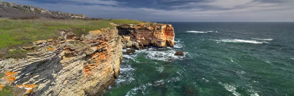 Beau Paysage Avec Mer Bleue Rivage Rocheux Vue Panoramique — Photo