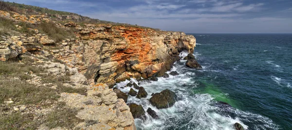 Beau Paysage Avec Mer Bleue Rivage Rocheux Vue Panoramique — Photo