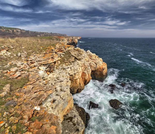 Beau Paysage Avec Mer Bleue Rivage Rocheux Vue Panoramique — Photo