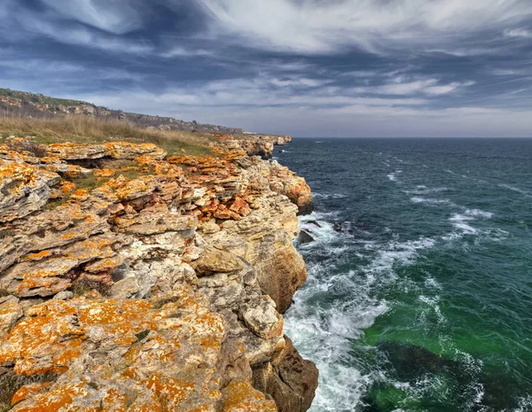 Beau Paysage Avec Mer Bleue Rivage Rocheux Vue Panoramique — Photo