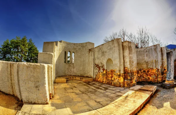 Ruins Ancient Christian Church Fish Eye Perspective — Stock Photo, Image