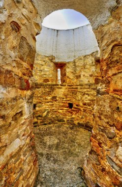 Balık-gözü perspektif içinde eski Hıristiyan kilise kalıntıları