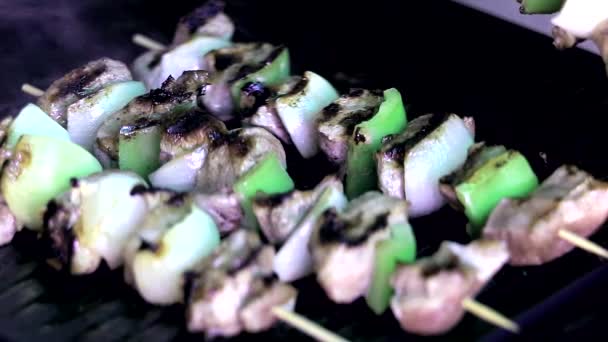 Griller Viande Fraîche Légumes Gros Plan — Video