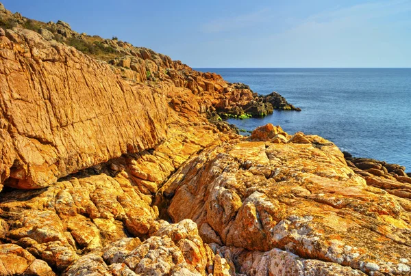 Hermoso Paisaje Con Costa Rocosa Mar Azul — Foto de Stock