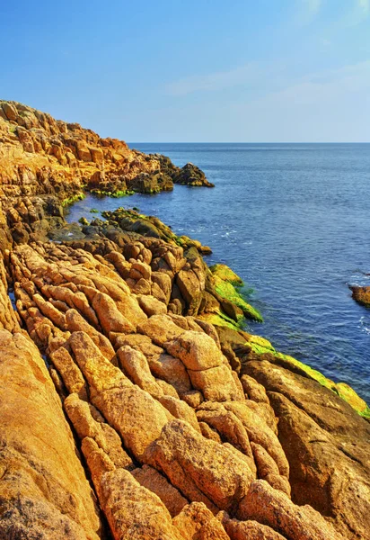Kayalık kıyı ve mavi deniz ile güzel manzara