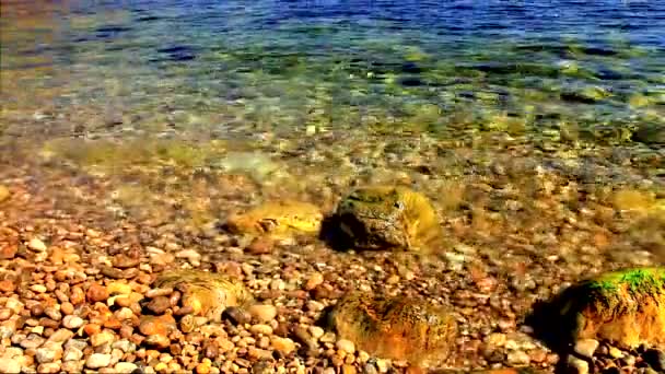 Vue Relaxante Sur Les Vagues Mer Sur Plage Rocheuse — Video