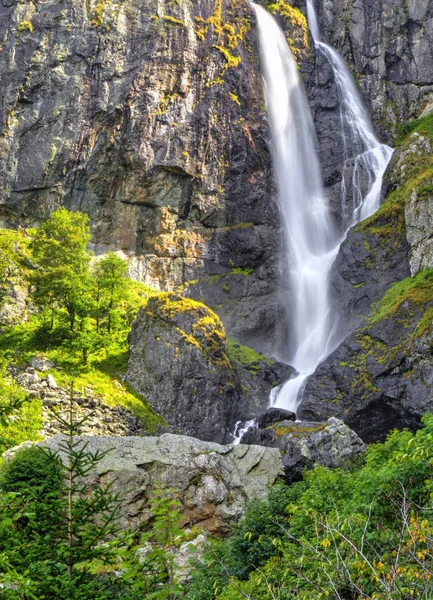 Beautiful landscape with waterfall in the mountain