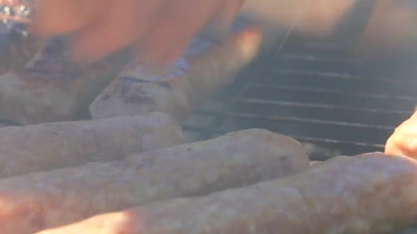 Griller Viande Fraîche Sur Barbecue Vue Rapprochée — Video