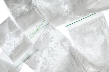 ZIP plastik torbalar içinde beyaz toz