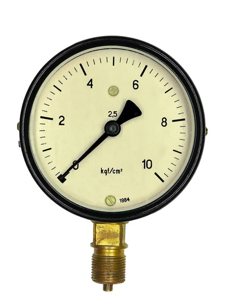 Isolated Manometer Pressure Diameter 100 Front View Year 1984 White — Stock Fotó