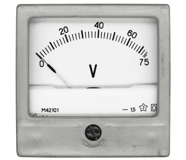 75 Volt için kare gri bir voltmetre M42101 (yıl 1981)