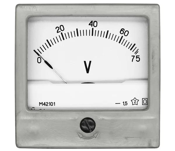 75 Volt için kare gri bir voltmetre M42101 (yıl 1981) — Stok fotoğraf