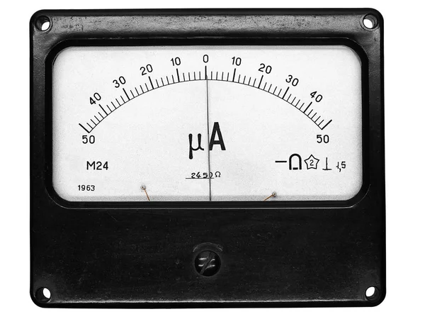50マイクロアンペア(直接)のための黒いマイクロアンメーターM24(1963年)。 — ストック写真